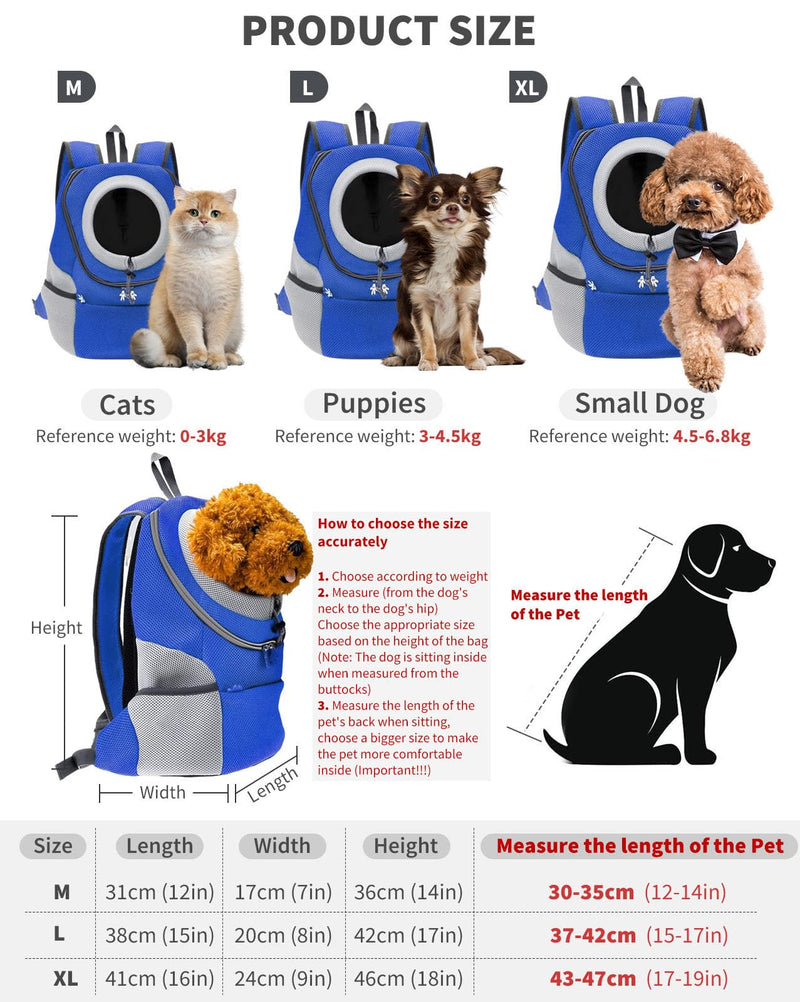 Dog Backpack Carrier Cat Carrier Pet Travel Carriers for Small Dogs and Cats Pet Travel Backpack XL Blue - PawsPlanet Australia