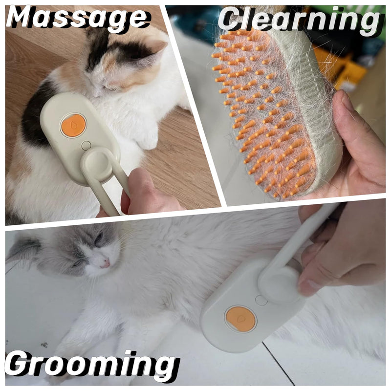 Cat Steam Brush, PetSteam Brush for Cats and Dogs, Pet Hair Removal and Grooming Tool with 3 in 1 Function, Pet Supplies for Small Medium Large Dogs and Cats - PawsPlanet Australia