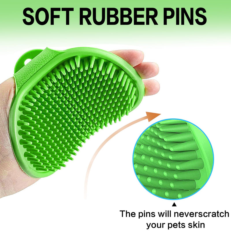 2Pack Dog Bath Brushes, Dog Grooming Brush Dog Bath Brush Scrubber Pet Shampoo Brush Soothing Massage Rubber Comb with Adjustable Ring Handle for Wet Dry Long Short Haired Dogs and Cats 2Pack Blue+green - PawsPlanet Australia
