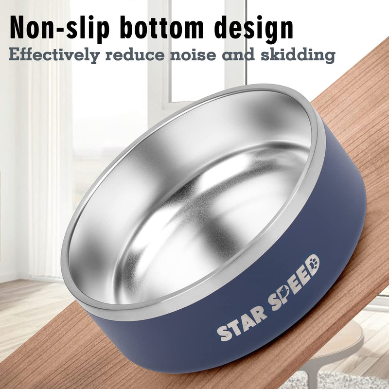 StarSpeed Stainless Steel Dog Bowls with Rubber Bottom Non-Slip Double Wall Metal Outdoor Dog Food and Water Bowls Weighted Insulated Pet Feeding Bowl for Small,Medium Sized Dogs or Cats 42 oz Navy Blue - PawsPlanet Australia
