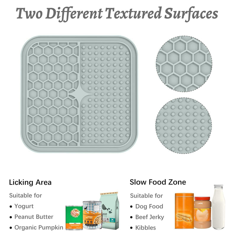 MateeyLife 2PCS Small Lick Mat for Dogs and Cats, Licking Mats for Dog Anxiety Relief, Cat Peanut Butter Lick Pad for Boredom Reducer, Dog Treat Mat Perfect for Bathing Grooming Gray&Beige 6'' × 6'' - PawsPlanet Australia