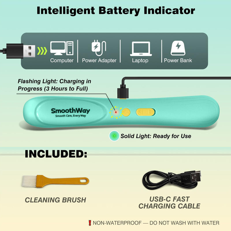 Premium Flea Comb for Long Haired Cats and Dogs - Rechargeable Pet Grooming Tool with Stainless Steel Teeth - USB-C Charging
