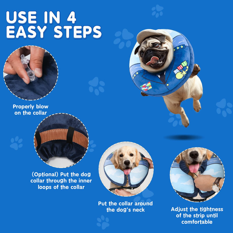 Inflatable Dog Cone Collar Alternative After Surgery, Dog Neck Donut Collar Recovery E Collar, Soft Dog Cone for Small Medium Large Dogs Blue L (12.5"-18") - PawsPlanet Australia