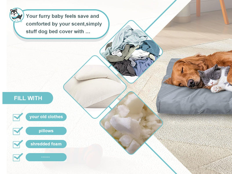 Explore Land Scratch Resistance Dog Bed Cover Canvas Washable Dog Crate Pad Replacement Cover, 40Lx27Wx4H inch, Charcoal 40”Lx27”Wx4”H Charcoal With Scratch Resistance - PawsPlanet Australia