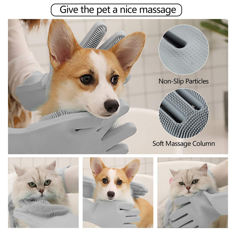 Pet Grooming Gloves - Gentle Dog Bathing Shampoo Brush - Massage Mitt with Enhanced Five Finger Design - Efficient Deshedding Glove for Dogs, Cats, Rabbits and Horses - 1 Pack - PawsPlanet Australia