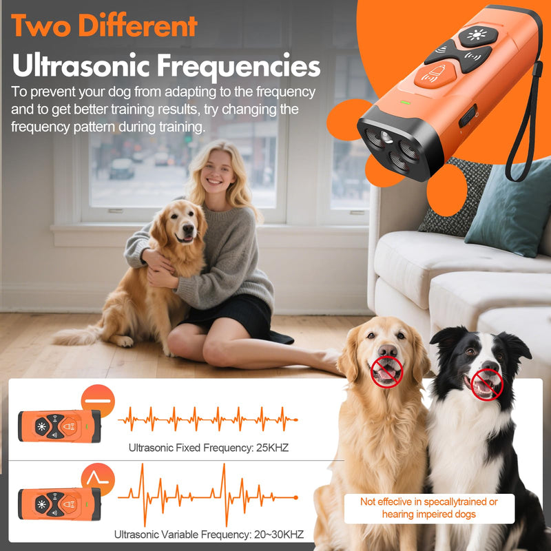 Anti Barking Device for Dogs - Dog Bark Deterrent Devices 50FT Range - Ultrasonic Dog Bark Deterrent for Stopping Bad Behavior - Rechargeable Anti Barking Device for Own or Neighbour's Dog
