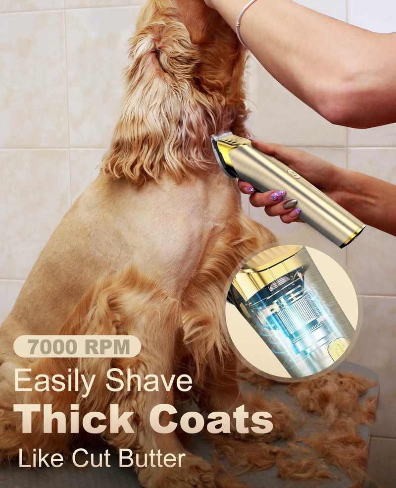 oneisall Dog Clippers for Grooming for Heavy Thick Coat, 2 Speed Low Noise Dog Grooming Kit Rechargeable Cordless Dog Trimmers with Metal Blade for Dogs,Pets - PawsPlanet Australia