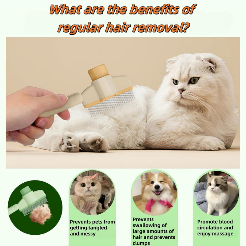 Zen Brush for Cats & Dogs, Avatore Zenbrush Pet Comb, Self-Cleaning Grooming Brush, Stainless Steel Teeth for Shedding Hair Removal 2-pack (Green+Yellow) - PawsPlanet Australia