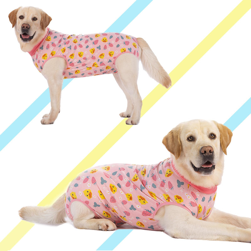 Recovery Suit for Dogs After Surgery, Large Medium Dog Recovery Onesie Surgical Suit for Prevent Licking Cone Alternative, Soft Cotton Covers Wound Body Suit for Male Female Dogs(7XL,Duck Pink) 7X-Large (Pack of 1) Duck Pink