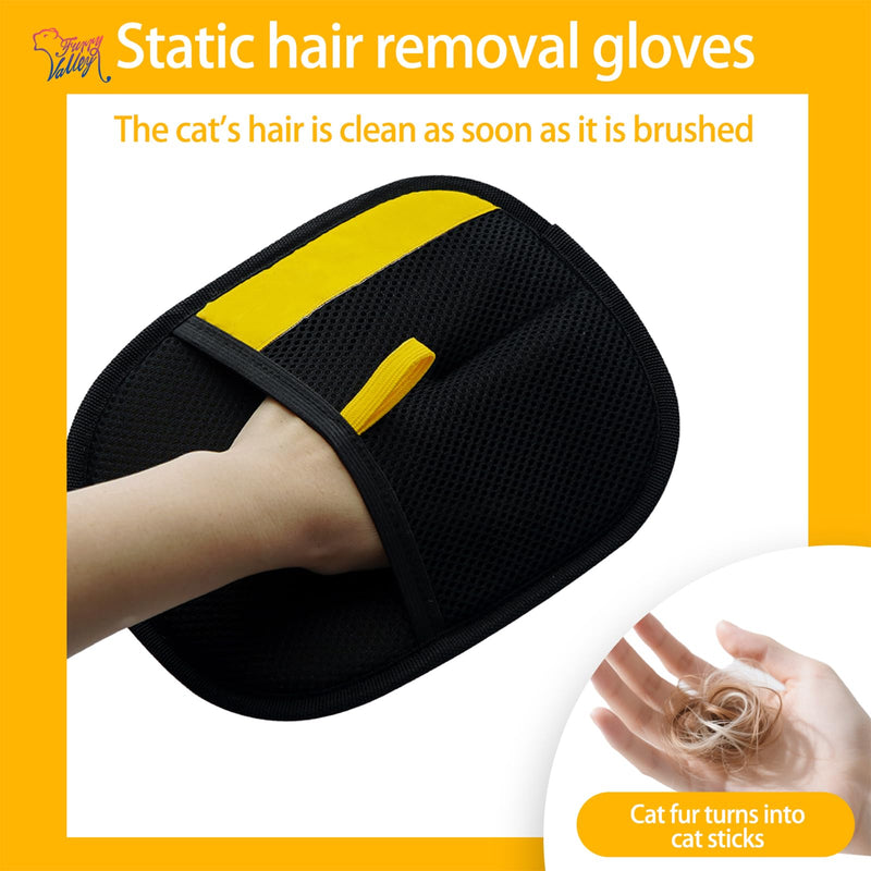 Furryvalley Upgraded Pet Hair Remover Electrostatic Gloves for Cats & Dogs, Reusable Grooming Glove for Hair Removal on Couch, Clothes, Carpet, Car Seats - PawsPlanet Australia