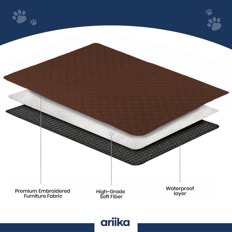 ariika Waterproof Couch Covers for Pets - Durable, Scratch-Resistant - Eco-Friendly Polyester & Cotton Mix, Odor-Free, Ideal for All Breeds - Dog Bed Cover for Sofa, Floor, Car Seats and Bed Brown 47.0"L x 35.0"W x 0.4"Th - PawsPlanet Australia