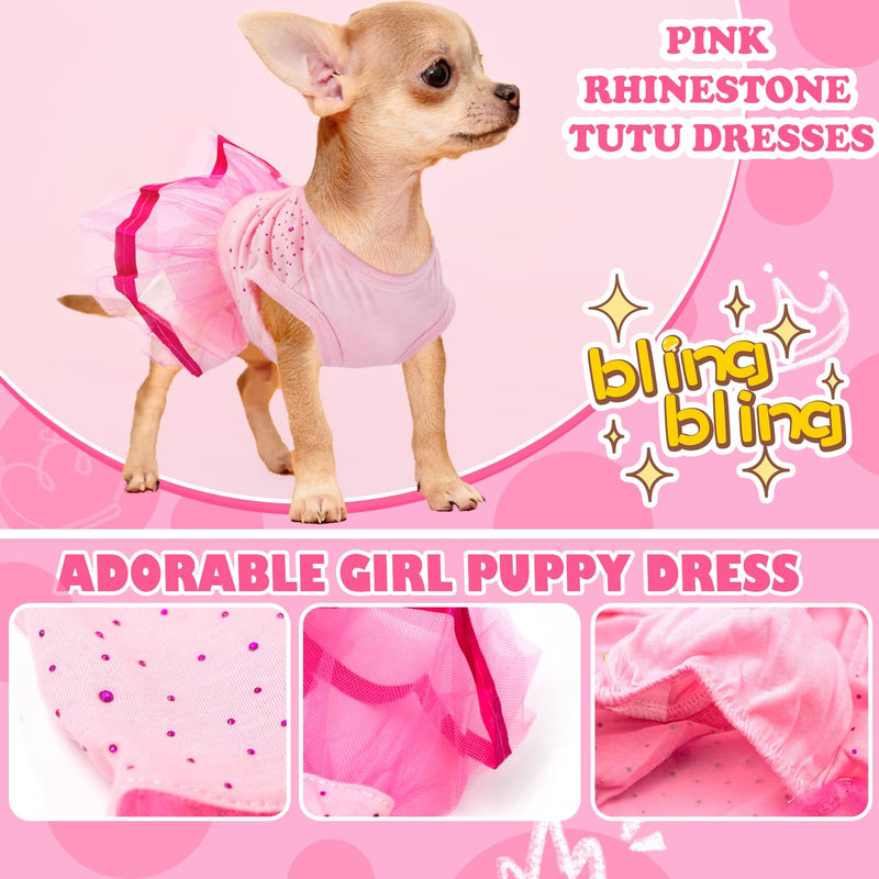 2-Pack Dog Dresses for Small Dog Girls Cute Princess Puppy Dresses with Rhinestones Tutu Pet Dress Outfit Female Dog Clothes for Small Dog Chihuahua Yorkie (Pink+Black, XX-Small) Pink+Black - PawsPlanet Australia