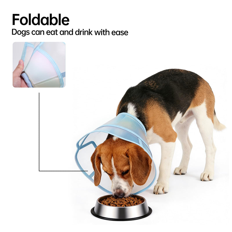 Touchdog Soft Dog Cone Collar,Waterproof & Foldable Elizabethan Collar for Dogs After Surgery, No Lick Recovery E-Collar, Comfortable Protective Cone Alternative for Small Medium Large Dogs (Blue, S) Blue
