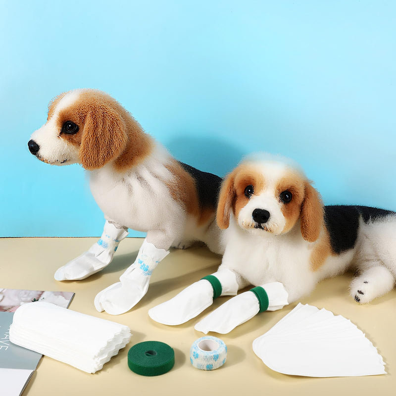 100 Pcs Disposable Dog Paw Protector Adjustable Pet Boots Dog Feet Covers for Paw Protection with Self Adhesive Bandage for Small Medium Large Dogs Indoor Outdoor Walking Foot Muffs - PawsPlanet Australia