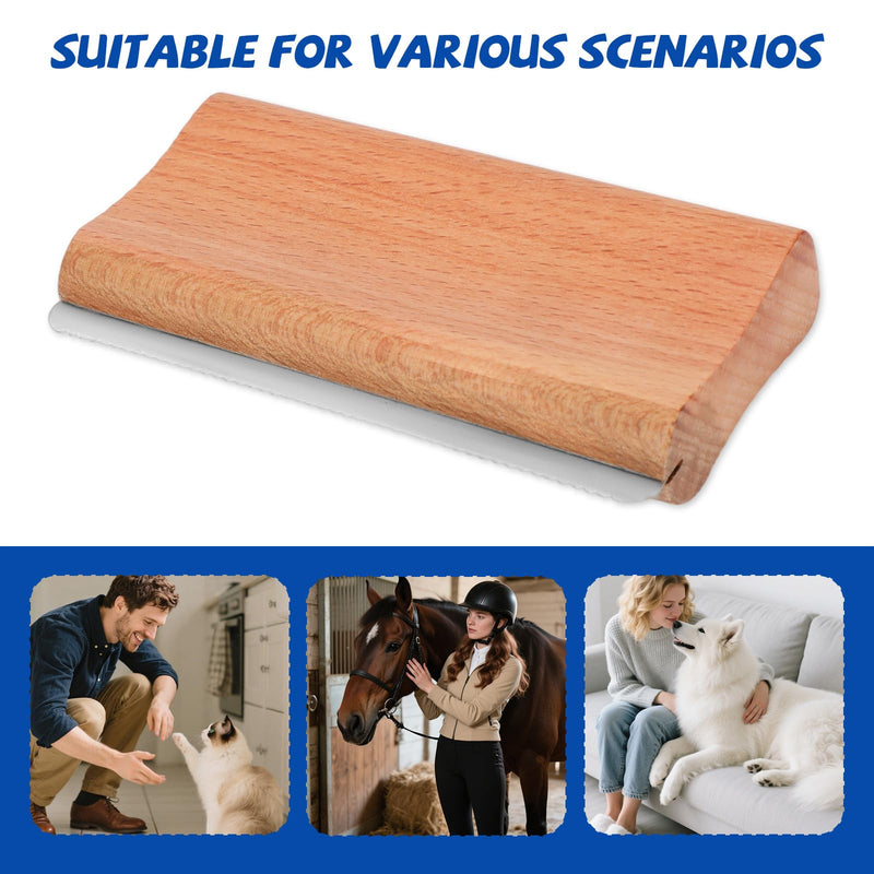 Dog Deshedding Brush, Wooden Pet Hair Shedding Brush with Fine Comb Teeth Ergonomic Pet Hair Removal Tool for Grooming Shedding Dog Cat Horse Rabbit - PawsPlanet Australia