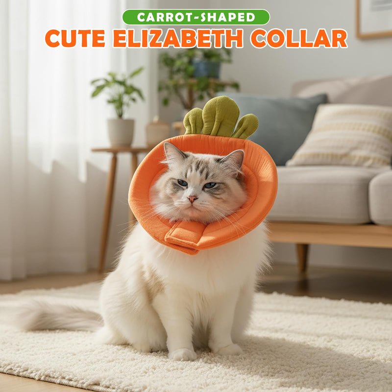 Cat Collar, Cat Collar, Lightweight Protective Collar, Soft Cat Recovery Collar, Collar for Puppies, Cats, Rabbits, After Surgery and Injuries, Orange Carrot