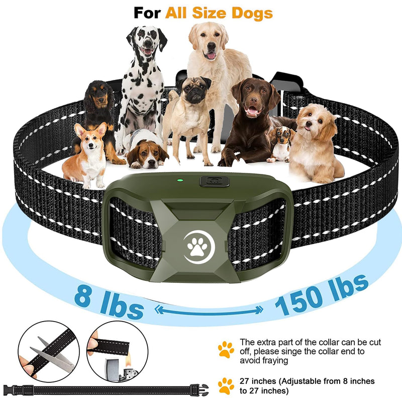 Dog Shock Collar with Remote – 3300ft Range, Waterproof & Rechargeable, Adjustable Beep, Shock, Vibration & Ultrasonic Modes, Dog Training Collar for Obedience & Behavior Control Army Green - PawsPlanet Australia