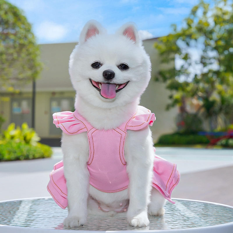 Dog Harness Leash Set Puppy Princess Dress with Bee Pin Pull Harness for Small Medium Dog Cat (Pink,XL) XL-Chest 17-19'' For 12-15 lb Pink - PawsPlanet Australia