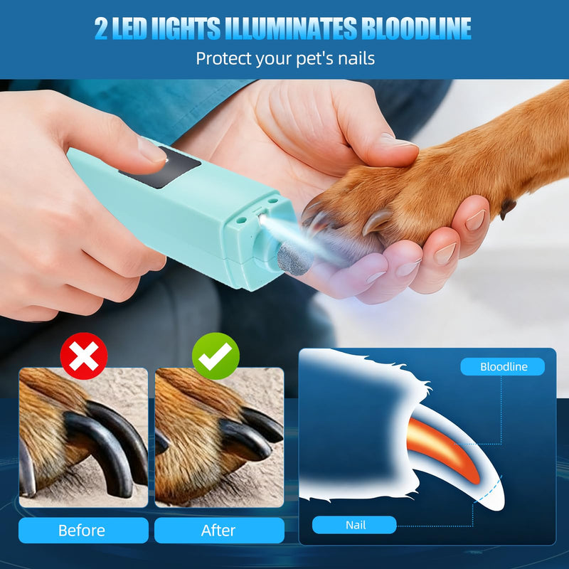 Dog Nail Grinders Dog Claw Grinder Safe Dog Nail Grinder for Dogs Cats Claws Dog Nail Trimmer with LED Light,Electric Pet Nail Grinder for Dogs Nail File