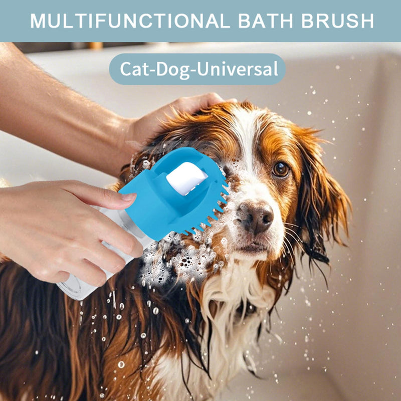 (6 Pcs) ELEGX Pet Grooming Bath Massage Brush with Soap and Shampoo Dispenser Soft Silicone Bristle for Long Short Haired Dogs Cats Shower (Deep blue kit) Deep blue kit - PawsPlanet Australia