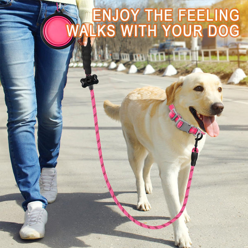 BARKBAY Dog Leashes for Large Dogs Heavy Duty Dog Leash 4/5/6 FT with Comfortable Padded Handle and Highly Reflective Threads for Medium Large Dogs Walking Training Running (5FT-1/2'',Pink) 5 Feet Pink