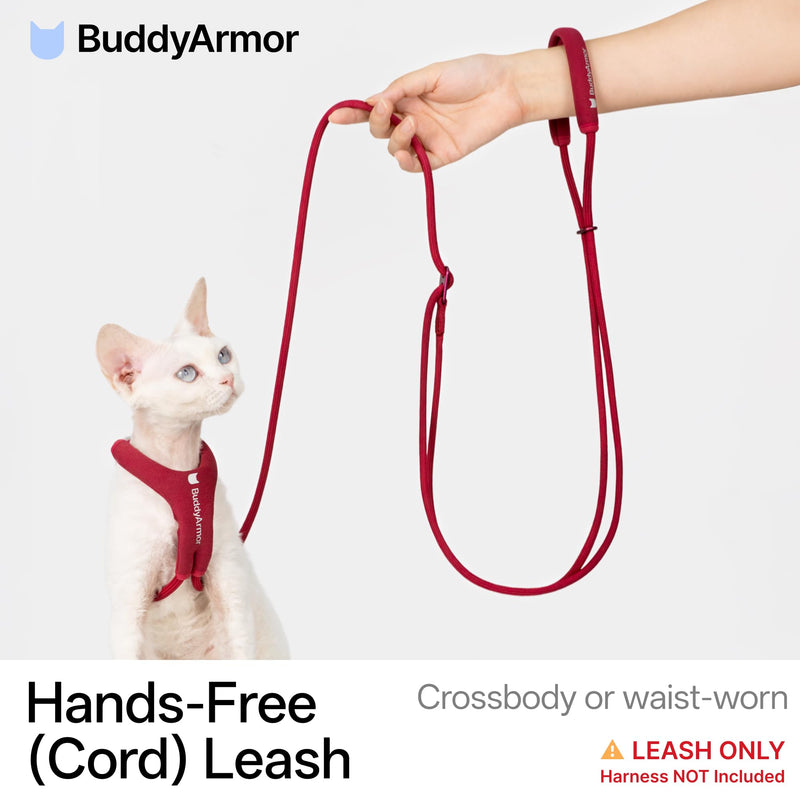 Hands Free Cat Leash Lightweight 4.1-7.2FT Adjustable Durable Rope Leash with Padded Handle, Versatile Crossbody Waist Lead for Cats Puppy ?26lbs Outdoor Walking (Burgundy, S) Burgundy - PawsPlanet Australia