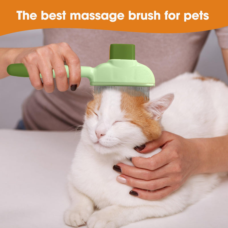 Cat Hair Brush & Dog Brush, Deshedding Brush for Long or Short Haired Pets, Removes Loose Fur, Durable Stainless Steel & ABS Design (green) green - PawsPlanet Australia