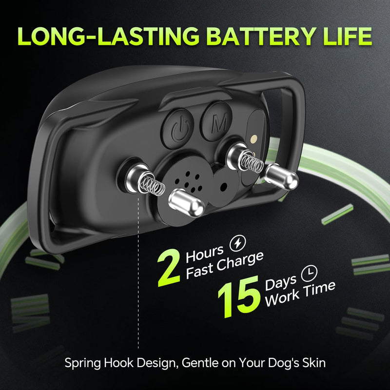 Dog Bark Collar with Remote – 2-in-1 Automatic & Manual Modes, Smart Anti Bark Dog Training Collar with Beep, Vibration & Shock, 330FT Range, IP67 Waterproof, Rechargeable (8-150lbs) BLACK