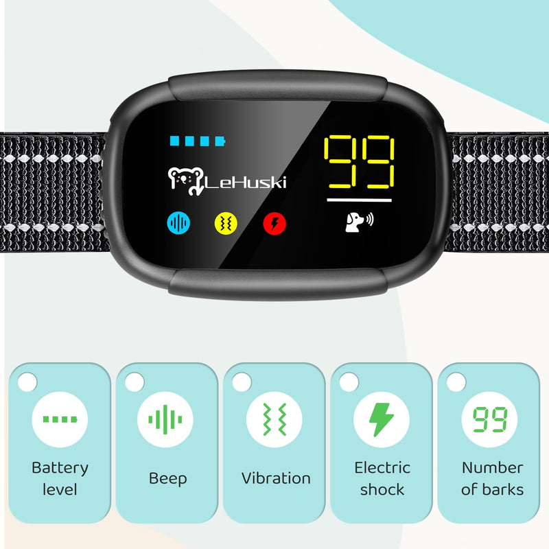 Dog Bark Collar Effective No Bark Training for Dogs of Large Medium and Small Rechargeable Anti Bark Collar for Dogs Automatic Bark Collar with 5 Adjustable Sensitivity Beep and Vibration Modes Black - PawsPlanet Australia