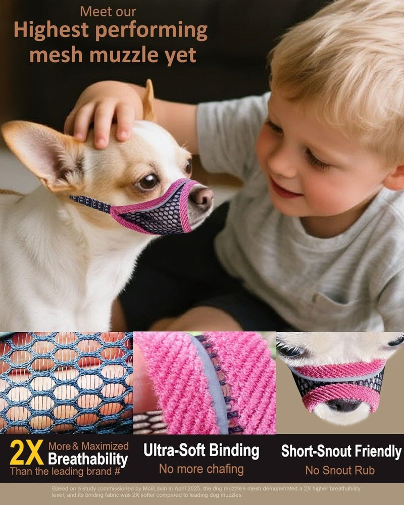 Dog Muzzle for Small Medium Dogs to Prevents Biting for Brachycephalic Dogs,Chihuahua Pom Shih Tuz,Short Snout Friendly,Soft Breathable Lightweight Mesh,Open Front,for Grooming Vet Visits (Black, XS) Deep Black XS Snout (5.3"- 5.7") - PawsPlanet Australia