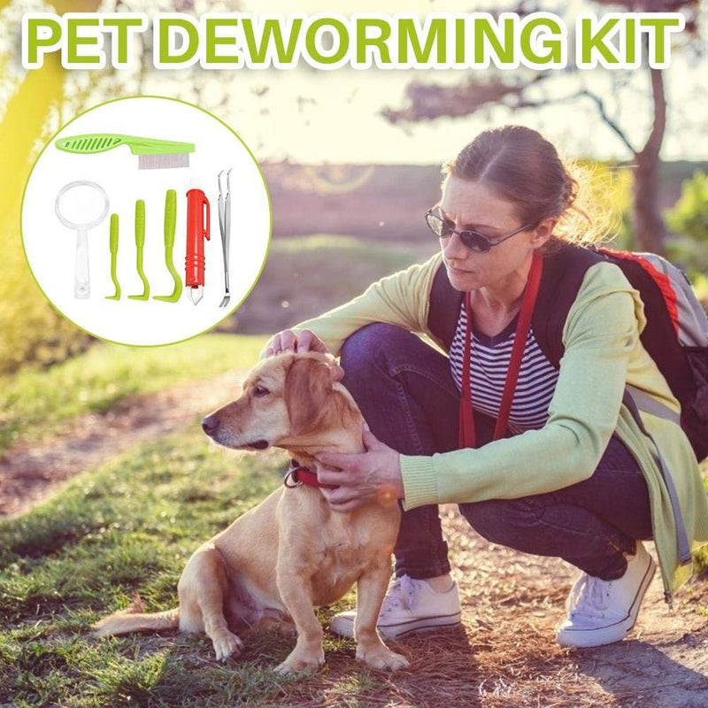 Tick Remover Tool Set, 7 Piece Pet Dog Tick Remover Tool Set Tick Hook Flea Tick Tweezers Clip Remover Flea Comb Magnifying Glass for Dogs Cats - PawsPlanet Australia