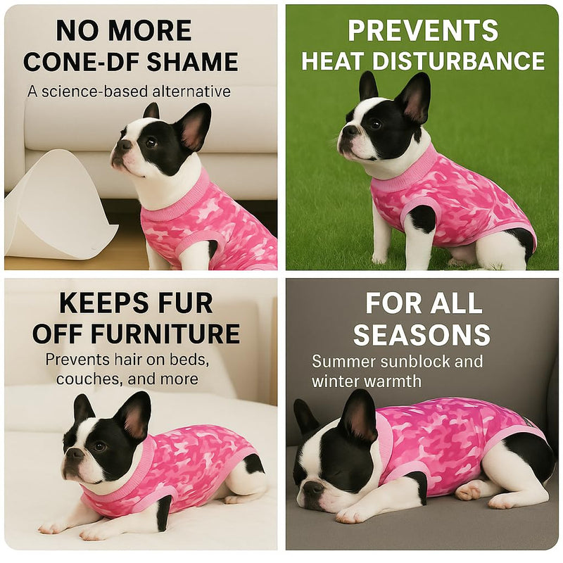 PetWarm Dog Surgery Recovery Suit Male, Pet Surgical Recovery Onesies Suit Surgery Suit for Dogs Professional Dog Abdominal Wounds Bandages, Camouflage Pattern, Pink, S Small