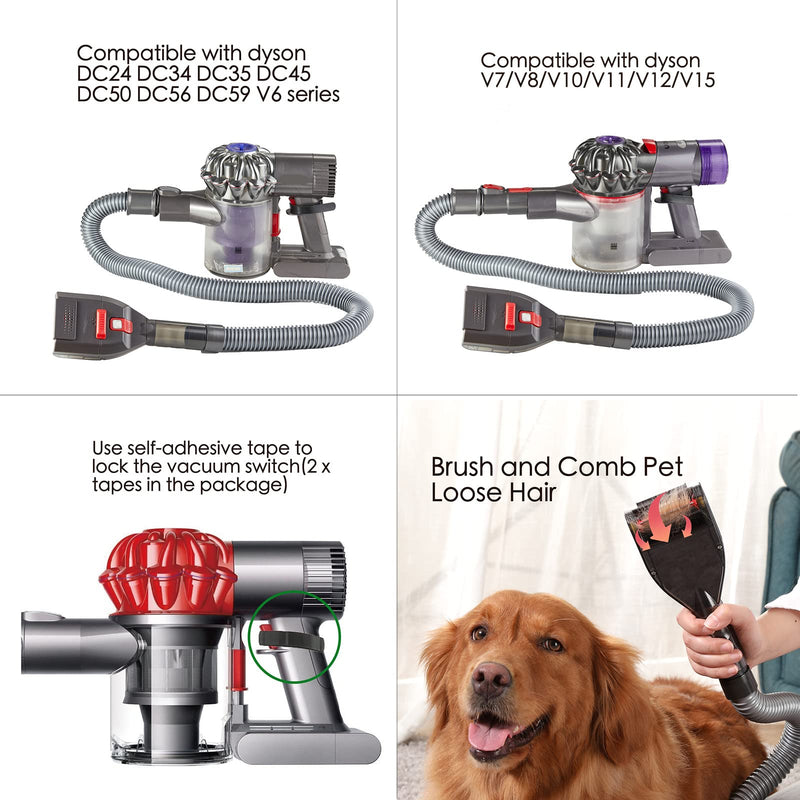 Brush Hair Deshedding Tool for Dogs&Cats Professional Shedding Fur Remover Comb as Vacuum Cleaner Attachment Kit for Dyson V15 V12 V11 V10 V8 V7 V6 - PawsPlanet Australia