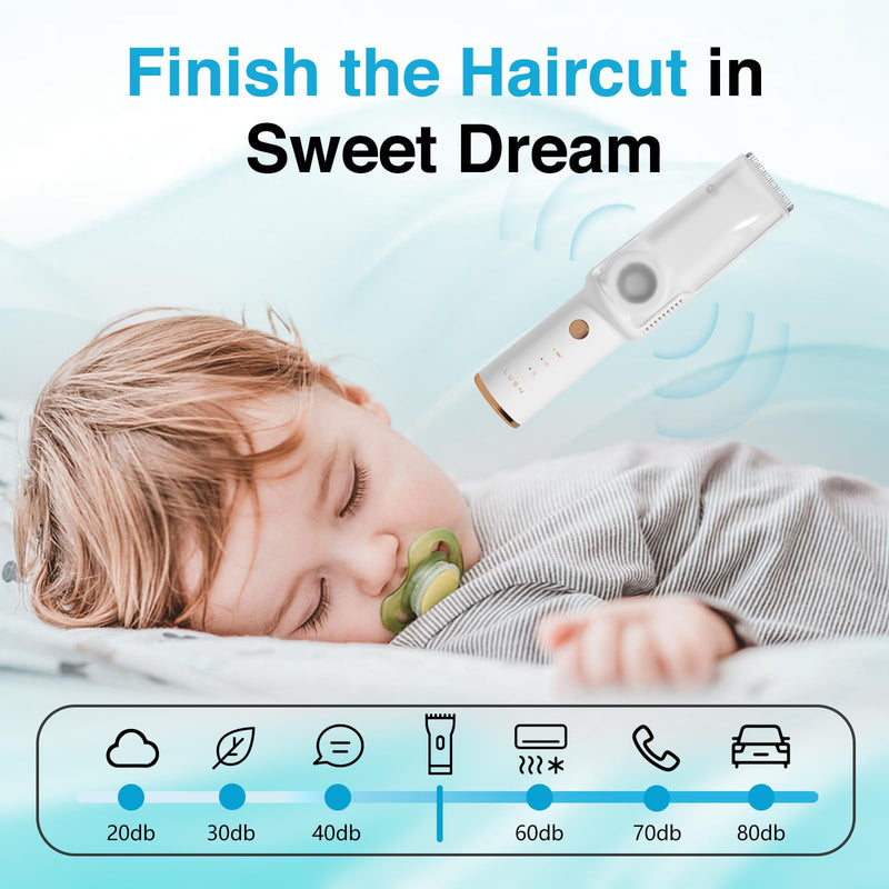 Baby Hair Clippers with Vacuum, Quiet Hair Trimmers for Kids, IPX7 Waterproof Rechargeable Cordless Haircut Kit for Baby Children Infant White Vacuum - PawsPlanet Australia
