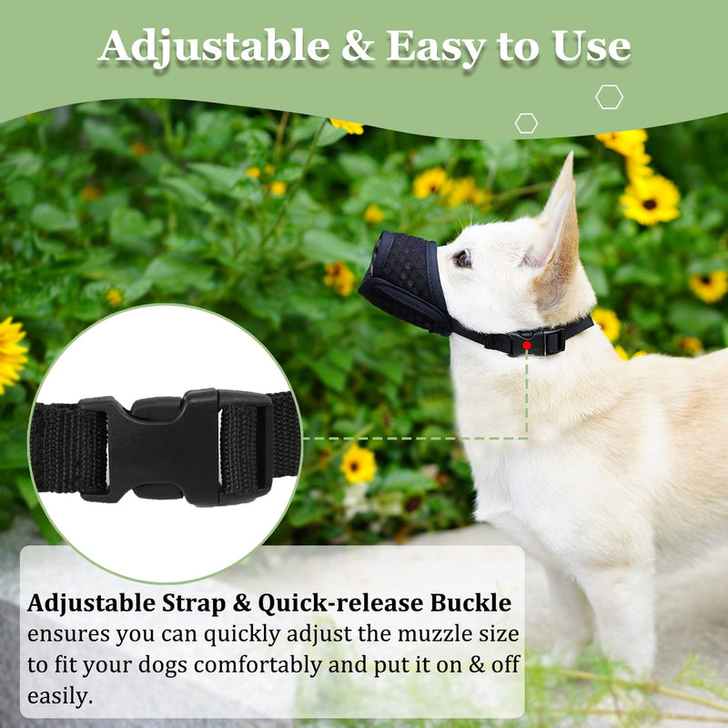 Mayerzon Dog Muzzle, Puppy Soft Mesh Muzzle for Small Medium Large Dogs Chihuahua Poodles Beagle Dachshund Corgis Labrador for Biting Chewing Grooming that Allows Panting Drinking(M, Black) M-(Snout 7¼”-8”) - PawsPlanet Australia