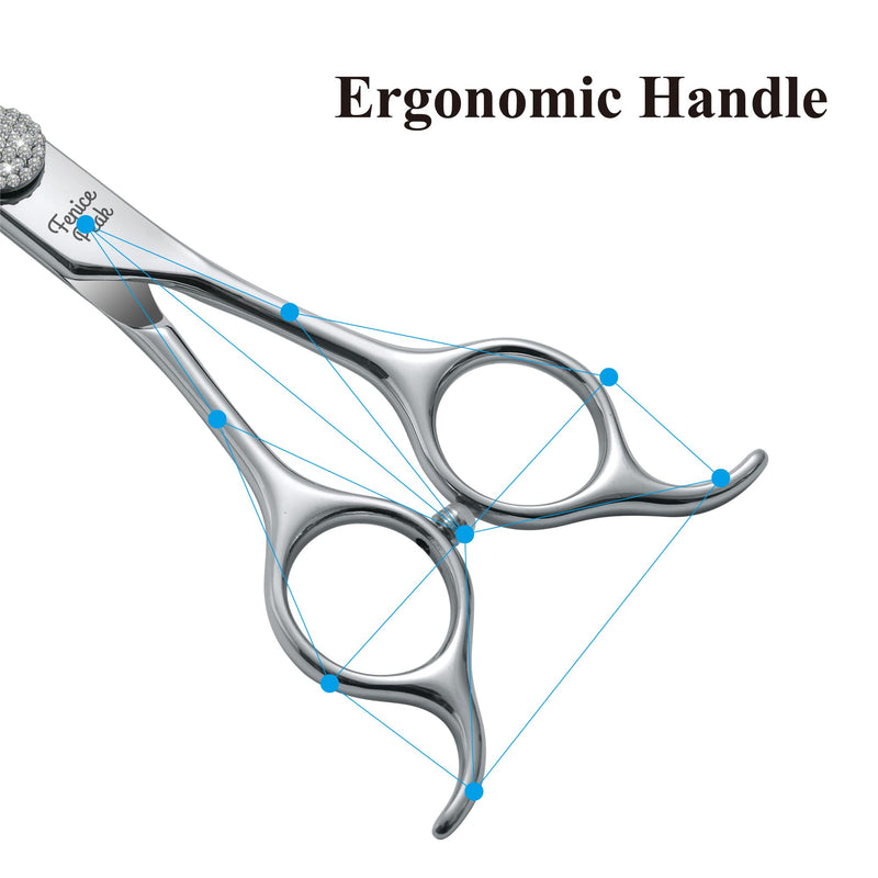 Fenice Peak 7.5‘’ Super Curved Dog Grooming Scissors with Jewelled Screw 440C Stainless Steel Pet Grooming Bending Scissors with Symmetrical Handle for Groomer and Home User 7.5‘’ - PawsPlanet Australia