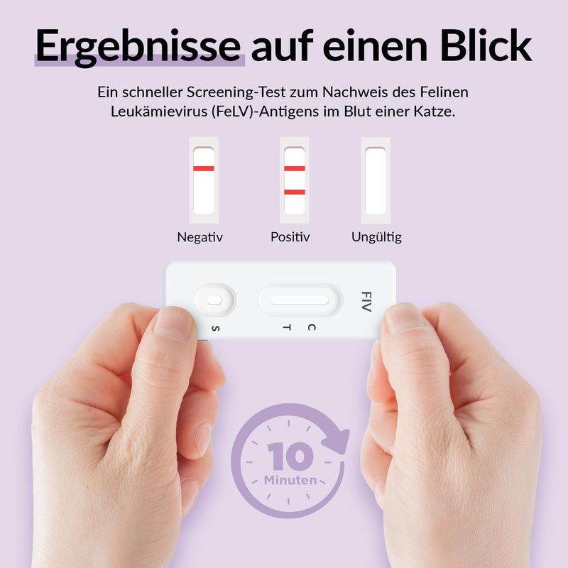 getTested Feline Leukemia Virus (FeLV) Test for Cats, Home Test Kit, Rapid Antigen Test for Kittens and Cats, Simple Blood Test, Fast, Reliable Results in 10 Minutes