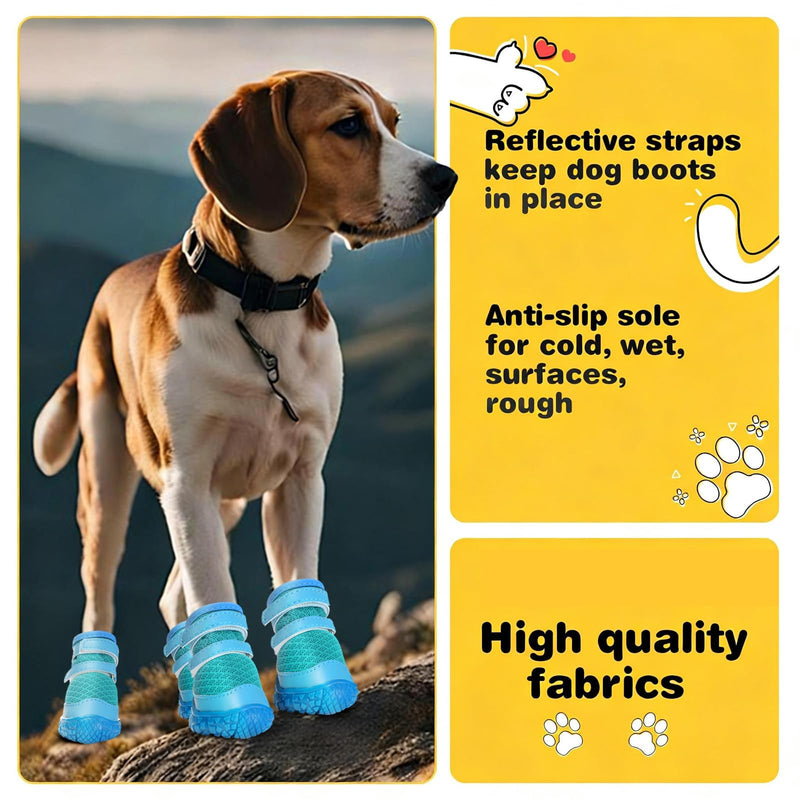 Dog Shoes for Small Dogs, Dog Boots & Paw Protectors for Hot Pavement Winter Snow Hiking, Anti-Slip Dog Booties for Hardwood Floor Blue Size 3 #3 (Width 1.49 inch) for 11.0-16.5 lbs - PawsPlanet Australia