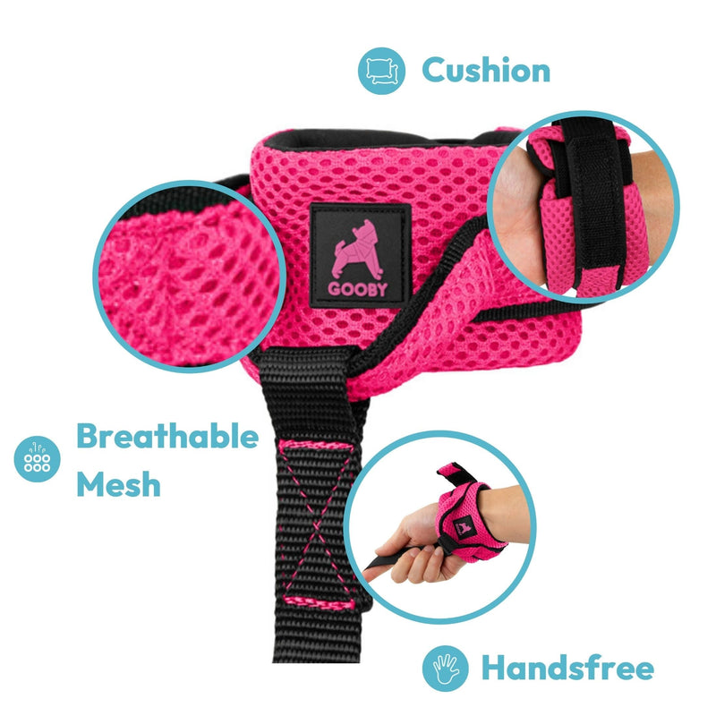 Gooby Soft Mesh Wrist Band Surfer Leash - Flamingo Pink, 6 FT - Comfortable Hands Free Leash with Elastic Band for Small, Medium and Large Dogs Wrist Band-Flamingo Pink 6 Feet