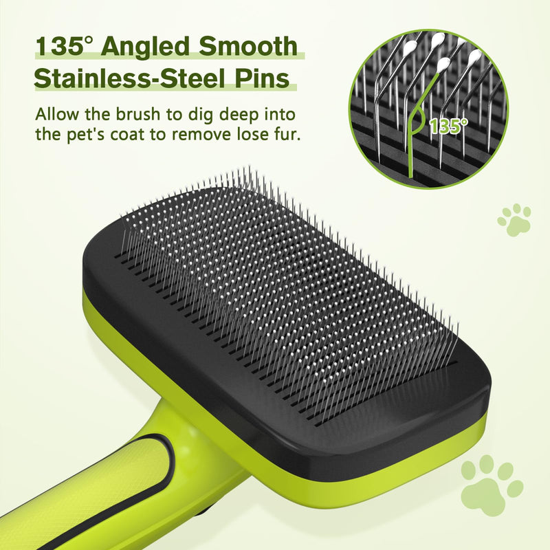 pecute Slicker Dog Brushes,Self Cleaning Pet Grooming Brush- Removes 90% of Dead Undercoat and Loose Hairs,Suitable for Medium and Long Haired Dogs Cats(Large, Upgraded Button) L Green Upgrade - PawsPlanet Australia