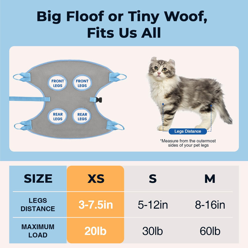 Dog Grooming Hammock, Pawlify Comfy Cat Dog Hammock for Nail Trim, Cute Dogs Grooming Harness with Pet Nail Clipper Trimmer (Light Gray XS) Light Gray XS ( Legs Distance: 3-7.5"/ MaxW: 20lb ) - PawsPlanet Australia