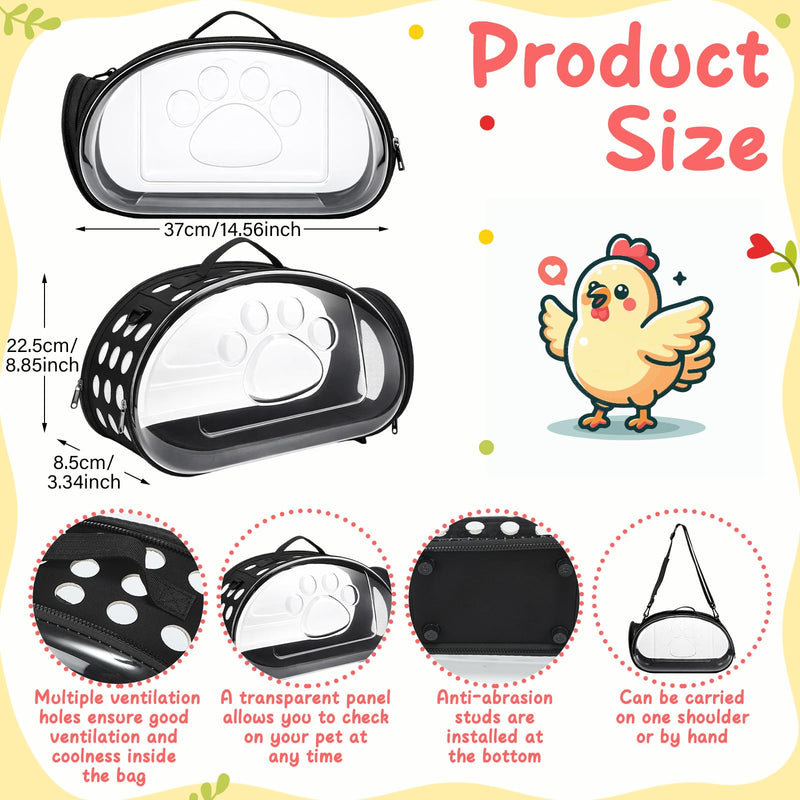 Hsei Small Pet Carrier Bag Portable Small Animal Travel Bag with Clear Side Panel Shoulder Strap for Hamster Chinchilla Rabbit Hedgehog Sugar Bird Lizard
