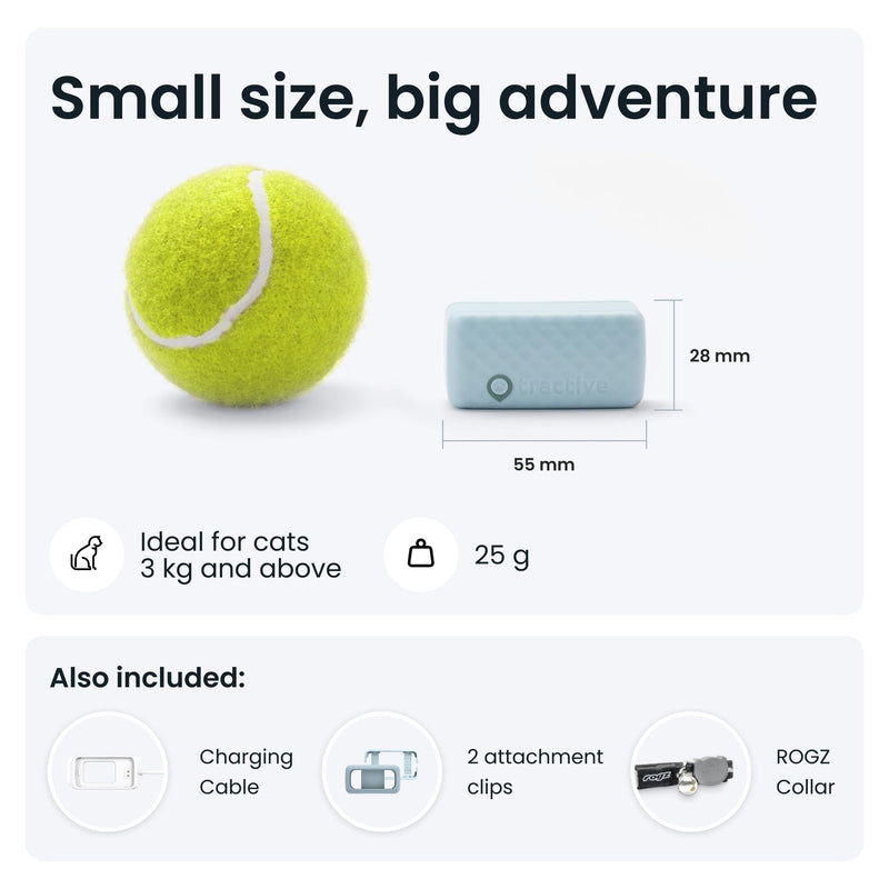 Tractive Smart Cat Tracker Mini | #1 Cat GPS | Real-Time Location Tracking | Territory & Location History | Safety Collar included (Mint) Cat tracker (Mint) - PawsPlanet Australia
