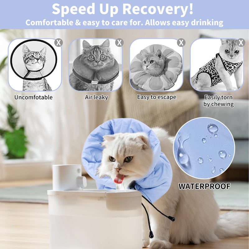 Protective Collar for Cats, Soft, Adjustable and Breathable Collar, to Protect Wounds, Suitable for Cats and Kittens, Prevents Licking Wounds (Blue M)