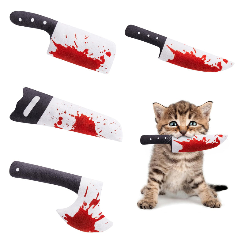 Potaroma 4Pcs Cat Toys Catnip Crinkly Sound Toy, Horror Knife-Shaped Kitten Bite Kicker Toys, Indoor Exercise 7.5 Inches for All Breeds