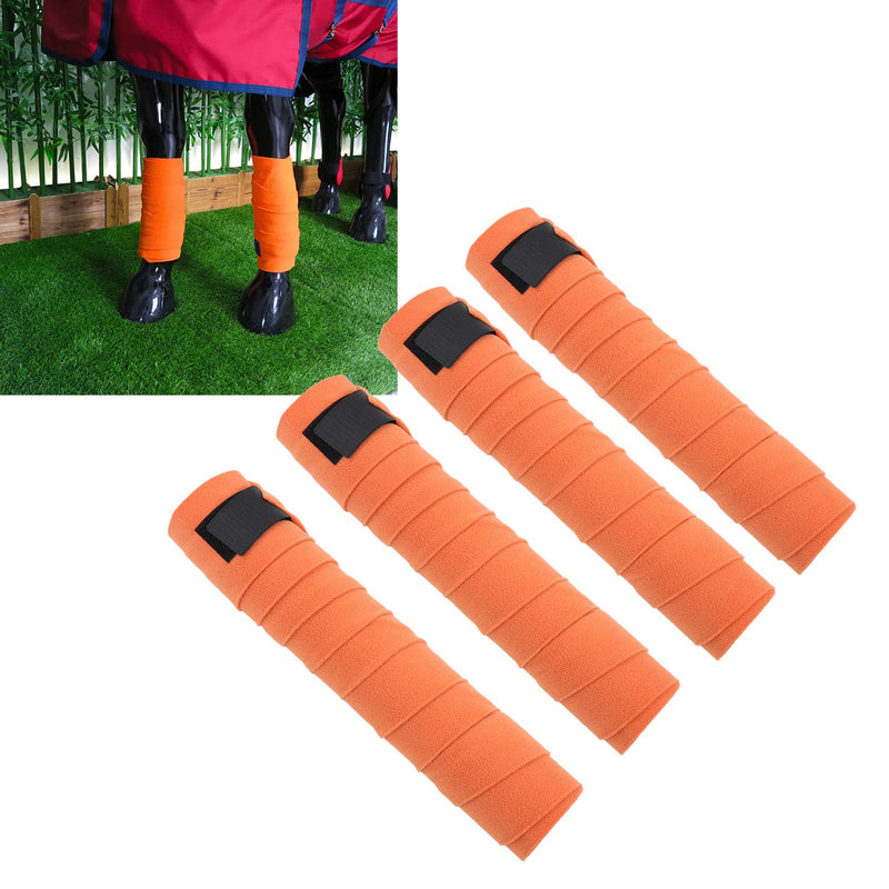 Horse Leg Wrap Self Adhesive Fleece Bandages 4pcs Multifunctional Support for Training Exercising (Orange)