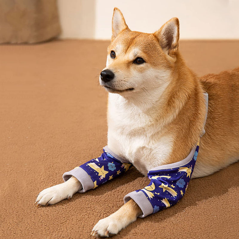 Dog Surgery Recovery Sleeve for Front Legs, Pet Prevent Licking Wound Elbow Brace Protector Dogs Hip Joint Protector Recovery Sleeves(Blue,XXL) XXL: recommended for 79-93lb Blue