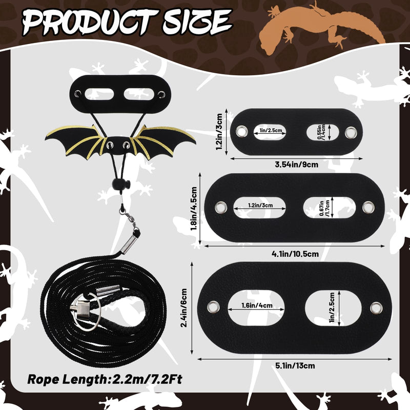 Bearded Dragon Leash and Harness Set, Adjustable Bearded Dragon Harness with 3 Size(S, M, L), Soft Lizard Reptile Leash with Gold Black Wing for BeardedDragon Lizard Reptiles - PawsPlanet Australia