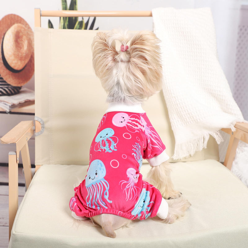 Dog Clothes for Small Dogs Girl Boy, Dog Pajamas Small Sized Dog Boy Girl, Dog Outfit Lightweight Velvet Pet Pjs, Fleece Dog Onesie, Winter Puppy Jumpsuit, Jammies, Dog Outfit Apparel, XS X-Small Rose Red - PawsPlanet Australia