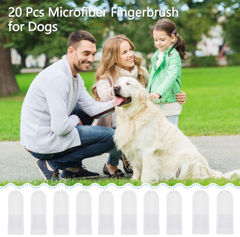 Dog Toothbrush, Pack of 20 Cat Toothbrush, Reusable Finger Toothbrush, Dog, Pet Finger Toothbrush, Nylon Pet Toothbrush for Cleaning Dogs and Cats (White)